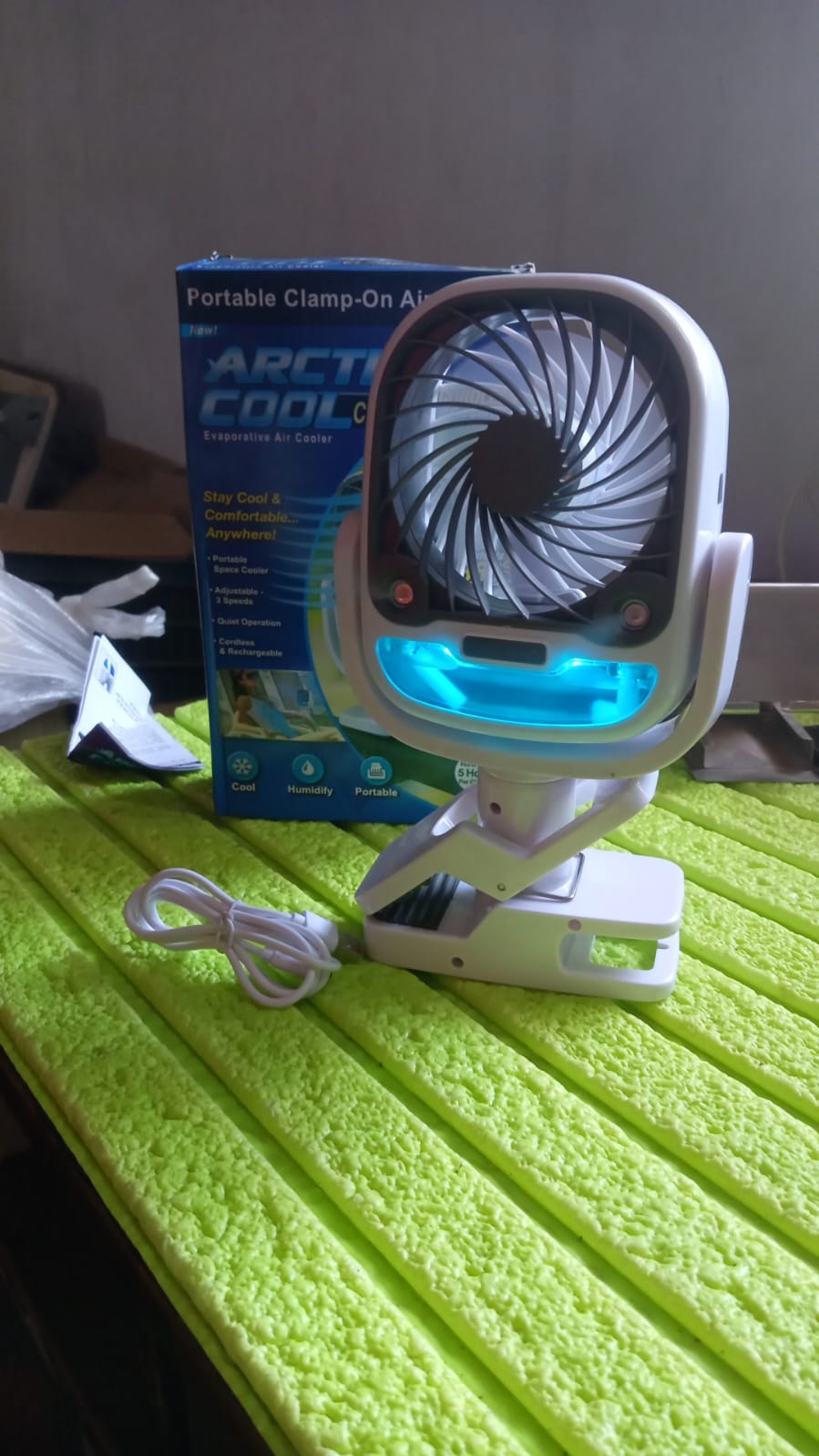 13010 Air Portable Fan, Grip Go 3 Speed Small Fan, Great Stroller Fan, Travel or Desk Fan, Cordless Personal Evaporative Air Cooler, Universal Clamp for Indoor & Outdoor Use, 360 Degree Head Swivel, LED Color Changing Light 13010 Air Portable Fan, Grip Go 3 Speed Small Fan, Great Stroller Fan, Travel or Desk Fan, Cordless Personal Evaporative Air Cooler, Universal Clamp for Indoor & Outdoor Use, 360 Degree Head Swivel, LED Color Changing Light